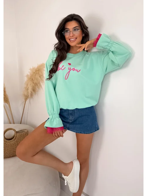 Bluza damska Be You z koronką i ozdobnym rękawem